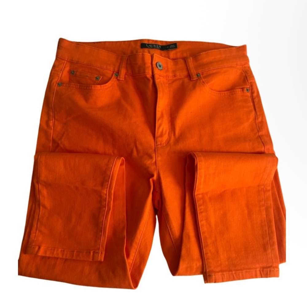 RALPH LAUREN Jeans Women Size 14 Orange Pants Straight Leg